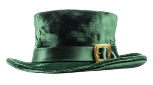 A green leprechaun's hat with a gold buckle