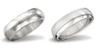Two platinum rings displaying patina