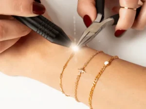 permanent gold bracelets being soldered 