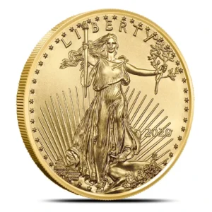 The observe side of an American gold eagle coin